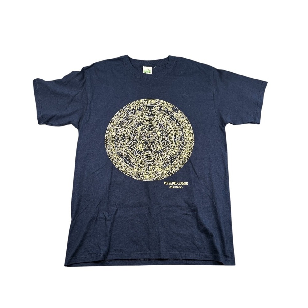 Playa del Carmen Mexico Aztec Calendar T Shirt Mens Size Large Graphic Tee WP605